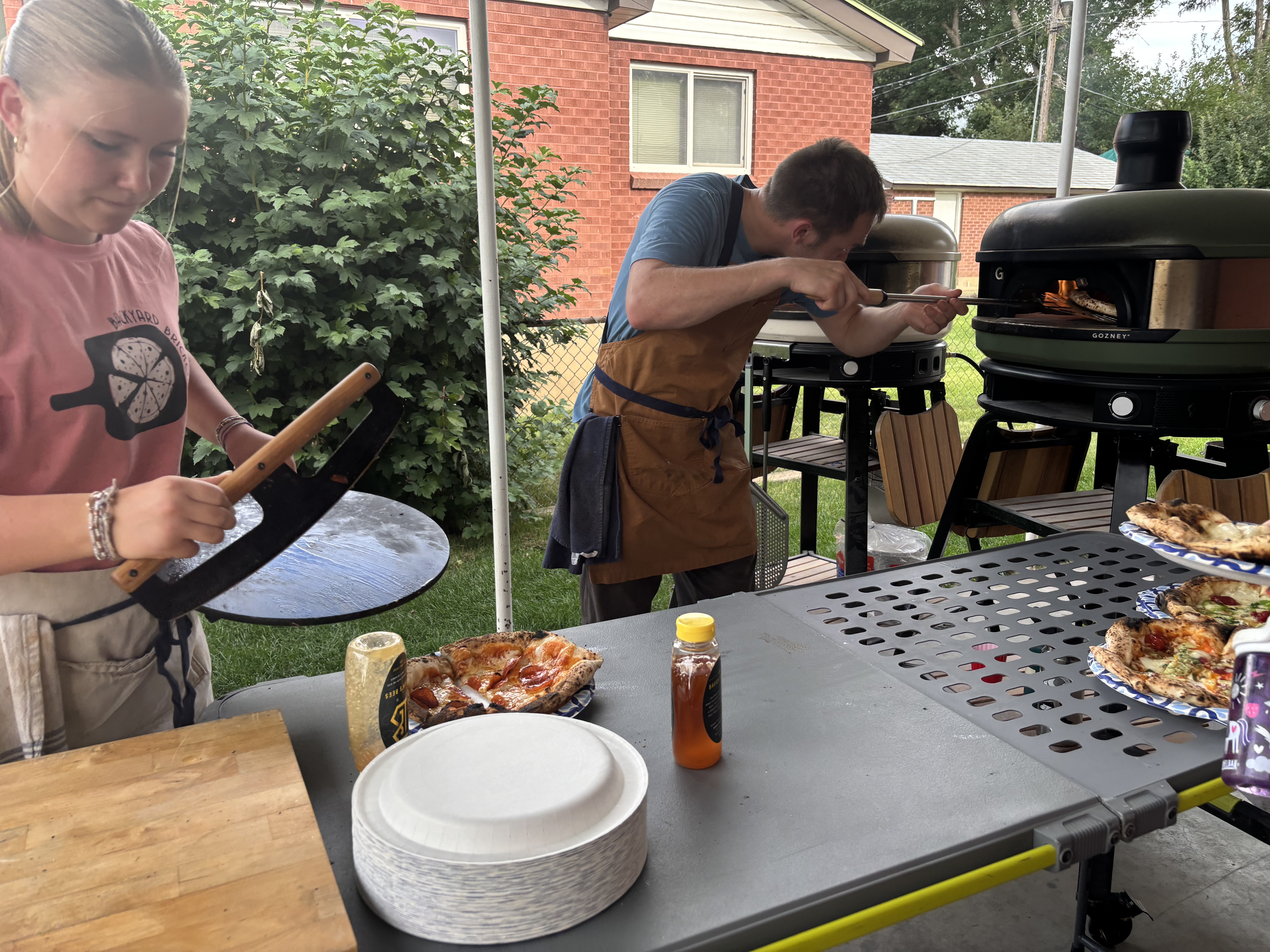 Brick oven pizza catering setup